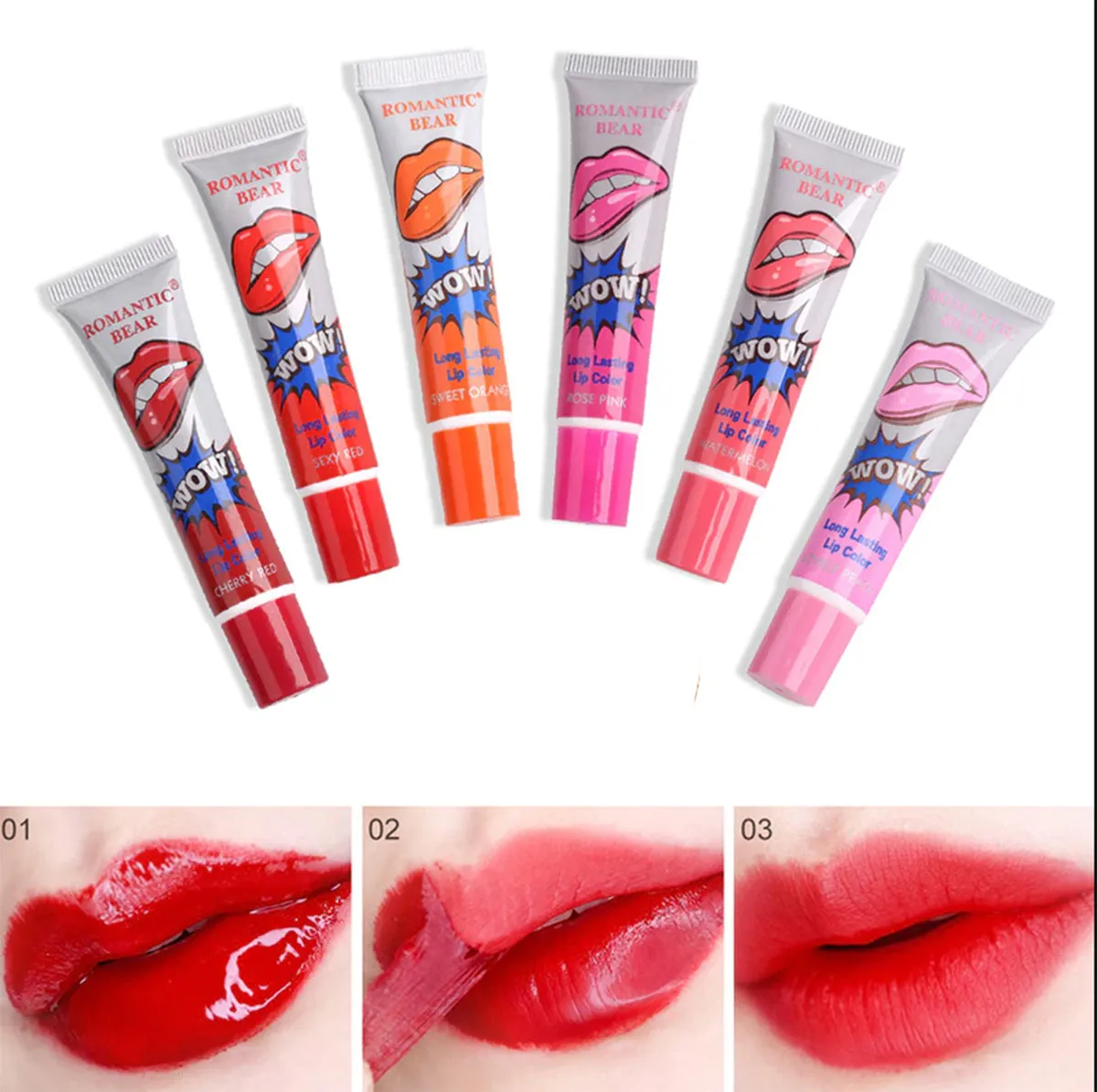 3Pcs Exfoliating Liquid Waterproof Long Lasting Moisturizing Matte Lip Gloss