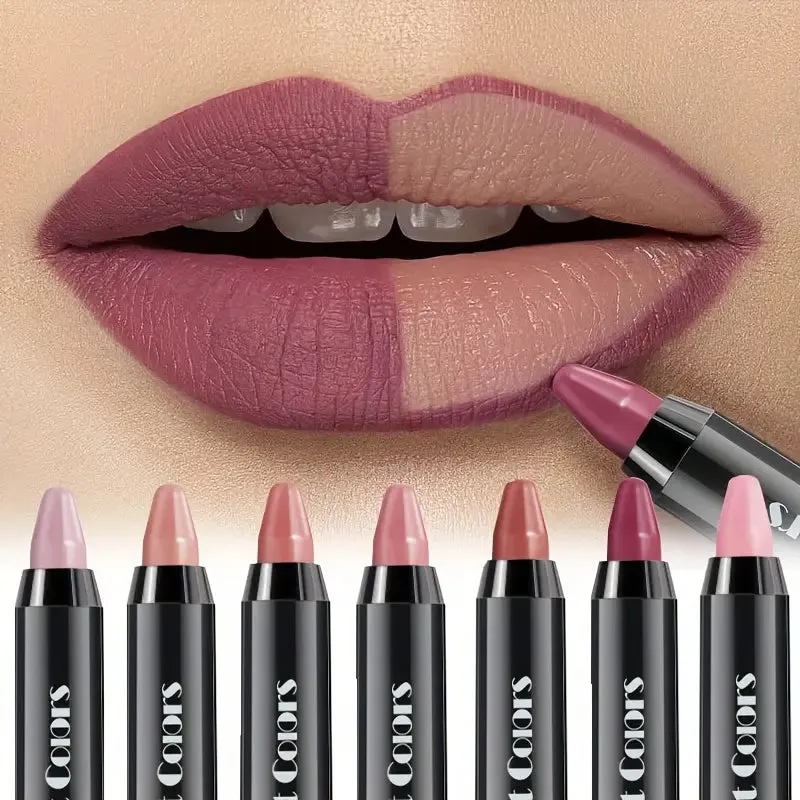 6-Pieces: Matte Crayon Lipstick, Easy Coloring Durable Moisturizing Lipliner