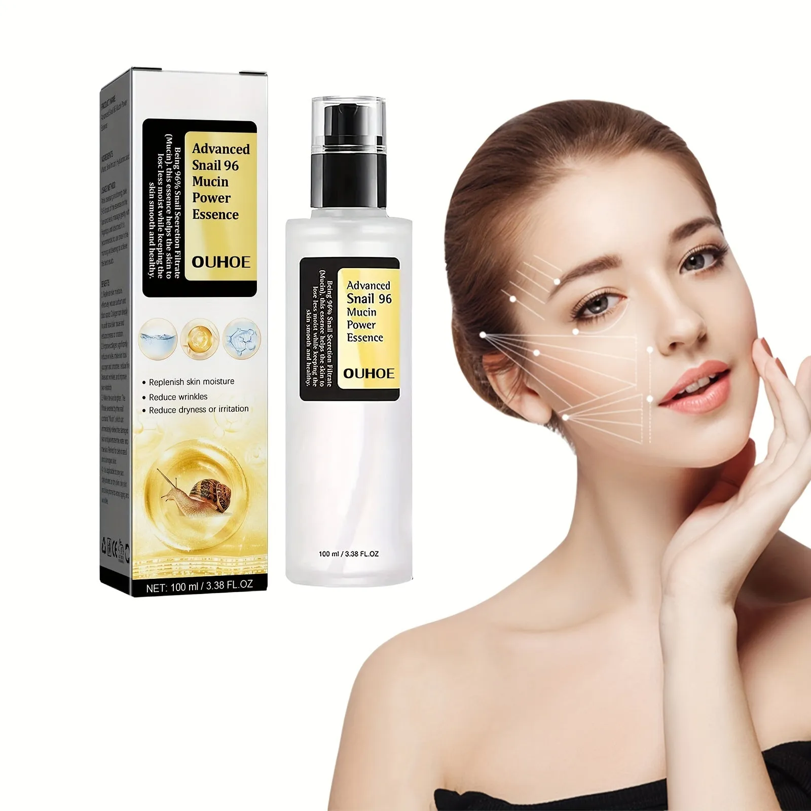 Hydrating Serum For Face With Snail Secretion Filtrate For Dark Spots And Fine Lines